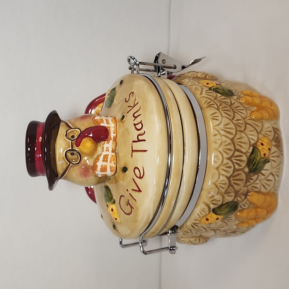 Turkey Biscuit Ceramic Cannister Jar  "Thanksgiving Theme" Home Decor Kitchen - Picture 7 of 12